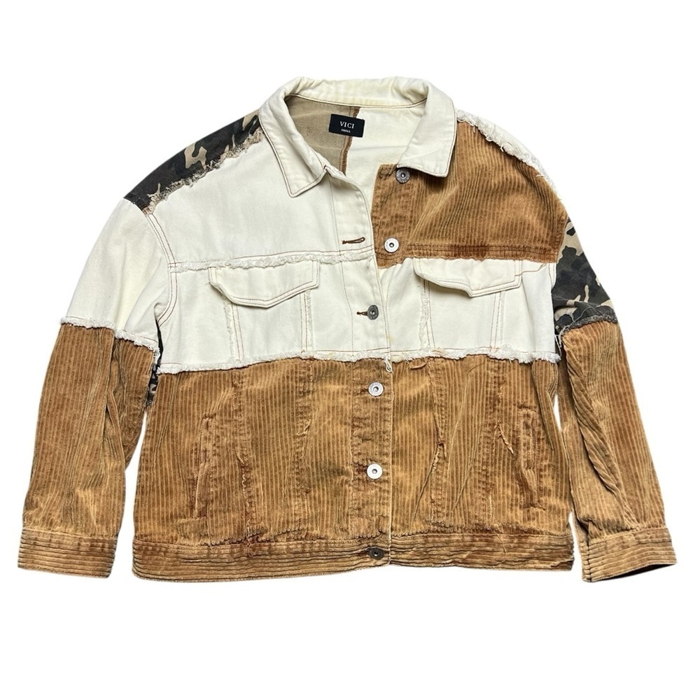 12th Tribe Vici Jacket Women’s Small Camouflage Patchwork Corduroy Color Block